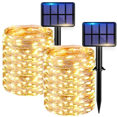 Kolpop Solar String Lights Outdoor Garden Waterproof 2 Pack, Total 144FT/44M 440 LED Solar Fairy Lights with 8 Modes, Copper Wire Solar Lights Outdoor Garden for Tree Christmas Party Patio Yard