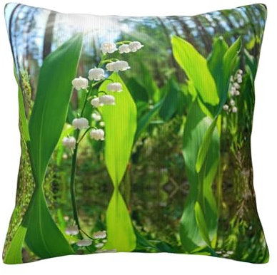 Blossoming Lilies Silk Pillowcase Standard Size 45x45cm Soft Printed Plush Throw Pillow Cover With Hidden Zipper