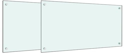 vidaXL Küchenrückwände 2 STK. Weiß 80x40 cm Hartglas, Rückwand, Rückwand für Küche, Rückwand aus Glas, Rückwände, Spritzschutz, küchenrückwand fliese