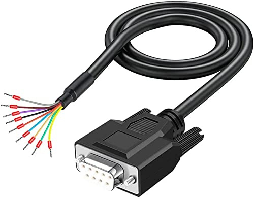 PENGLIN 2 Meters 24AWG DB9 Female RS232 9 Pin Serial Extension Cable, 9-Pin Gold Plated Connector with Bare Wire End Cable
