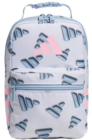 adidas Santiago - Lonchera térmica para adultos, para mujeres y hombres, con bolsillo de malla, 3D AOP blanco/azul cielo transparente/rosa transparente/3.0, talla única