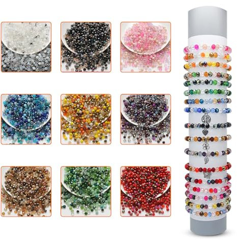 giroselle Glasperlen Set – 900 Perlen für DIY Schmuckherstellung für Armbänder & Ketten - 9 Farben für kreative Projekte