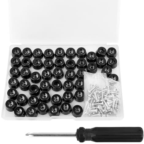 Lot de 60 pieds pour planche à découper, petits pieds en caoutchouc antidérapants pour petits appareils - Noir - Pieds en caoutchouc pour planches à découper - Vis de nivellement antidérapantes avec