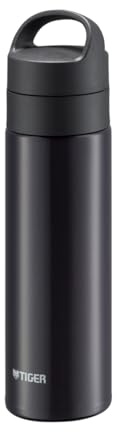 MKB-T481KJ Tiger - Botella de agua termo (480 ml), botella carbonatada aislada al aspiradora, botella de acero inoxidable, cerveza aceptable, retención en frío, portátil, compacto, negro