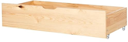 Beliani Bettschublade auf Rollen 2er Set Kiefernholz Hellbraun 99 x 42 cm Epaney