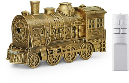 Retro Steam Train Humidifier, Remote Control Aromatherapy Essential Oil Diffuser with Light for Bedroom, 300ml Capacity for Sleeping, EU Plug (Gold)