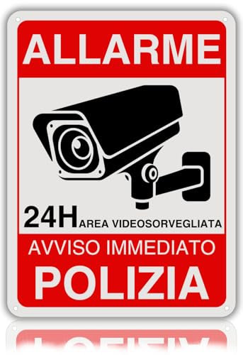 LEIASA | Cartello Area Videosorvegliata - 21x28 cm - Alluminio - Riflettente - Spessore 0,8 mm - Cartello Videosorveglianza - Stampa UV - Resistente all'esterno (Cartello area videosorvegliata 3)
