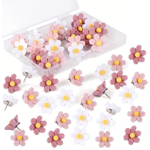 50 Stück Pinnadeln Pins für Pinnwand Reißnägel Pin Nadeln Pinnwand Nadeln Pinnwandnadeln Reizzwecknadeln 3 Farben Blumen für Pin -Boards Korkbretter und Fotowände