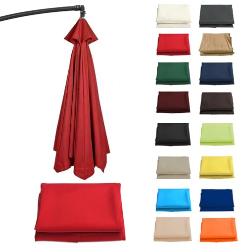 CMJYMX Auvent De Rechange Rond De 200-350cm pour Parasol (6/8 Baleines) Toile De Parasol Deporté, Imperméable, Housse De Rechange pour Plage/Piscine/Jardin Parasol(Red,6 Ribs: 250CM/8.2FT)