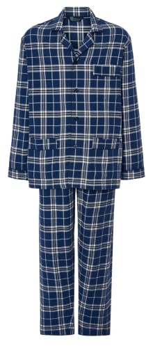 El Búho Nocturno Pigiama Uomo Invernale Natalizio - Flanella Cotone 100% Aperto Davante Bottoni/Pile Pesante Polare Velluto Righe - Caldo Due Pezzi Tasche Taglie Forti