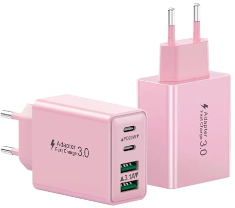 USB C Ladegerät, 40W 4 Ports Stecker USBC Fast Charger, Mehrfach Ladegerät mit PD Power Adapter+QC Schnellladegerät USB Netzteil für iPhone 17 16 15 14 13 12 11 Pro Max Plus, iPad, Samsung,Handys
