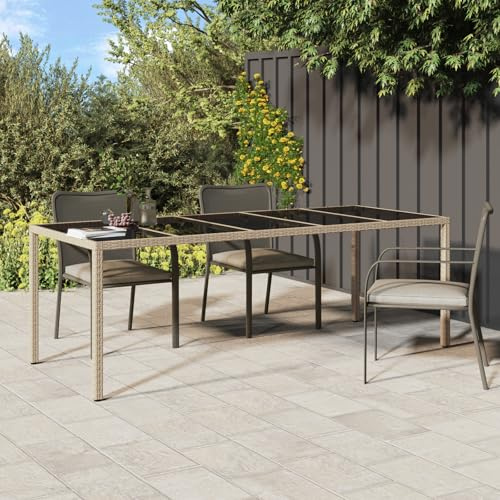 EMYRLXQW Outdoor Outdoor Tisch Garten Esstisch Beige 250x100x75cm Poly Rattan