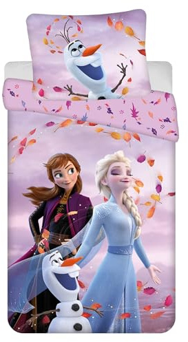 sarcia.eu Frozen ELSA Anna Olaf DOPPELSEITIGE Kinderbettwäsche aus Baumwolle mit Reißverschluss, 100% Baumwolle 140x200cm+70x90cm Oeko-TEX (D)