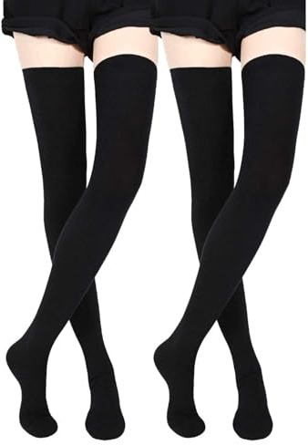 Makii Knee High Socks For Women - 2 Pairs (19.7) Extra Long Over the Knee HIgh Sock Cotton Rich Thermal Soft & Stretchy Stockings UK Size 4-6