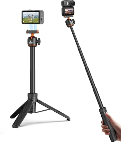 K&F CONCEPT Trépied Magnétique à Détachement Rapide 25,6/65 cm Compatible avec DJI Osmo Nano/Osmo Action 6, Poignée Extensible 2-en-1 avec Tige de Prolongation, Perche à Selfie avec Rotule 360°