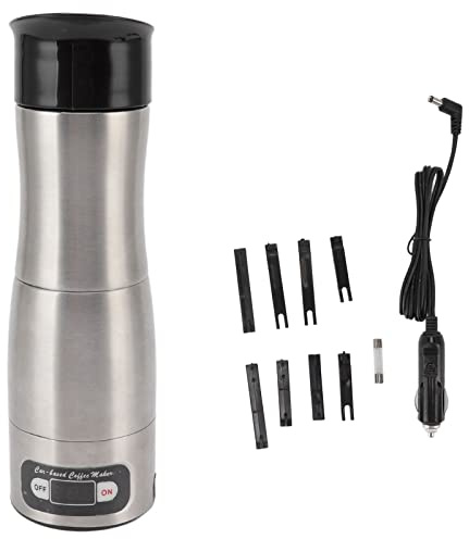 Segrehy Machine à café électrique portable pour voyage en voiture Allume-cigare 12 V 24 V Cordon d'alimentation Infusion rapide en 5 à 8 minutes Matériau ABS en acier inoxydable Design