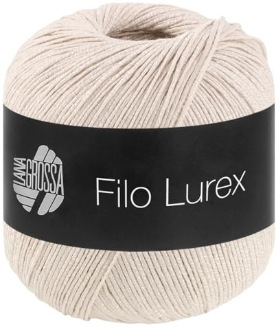 LANA GROSSA Filo Lurex | Edles, fest verzwirntes Baumwollgarn mit dezentem Lurexschimmer | Handstrickgarn aus 94% Baumwolle und 6% Polyester | 50g Wolle, Stricken & Häkeln | 145m FB 18