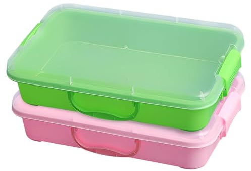 Bandeja sensorial para niños, Paquete de 2 bandejas de Juego portátiles con Tapas y Asas para Juegos sensoriales en Arena en Interiores y Exteriores, 13, 6x9, 1x2, 9 Pulgadas