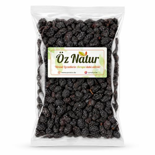 Öz Natur Schwarze Rosinen mit Kern, Türkei, Natürlich Süß, 800g