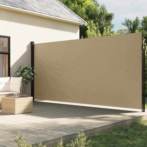 HUAKEHOM Seitenmarkise Wandmarkise mit PU-Beschichtung Sichtschutz für Balkon Terrasse Garten Windschutz Markise Ausziehbar Ausziehbar Beige 200x300 cm