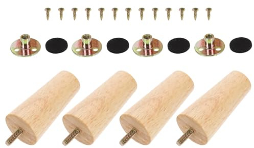 GALPADA 4 Sets de Pieds de Meubles en Bois Naturel pour Table à Manger et Bureau, Design Moderne Élégant, Finition Polie la Main, Remplacement Robuste et Sûr