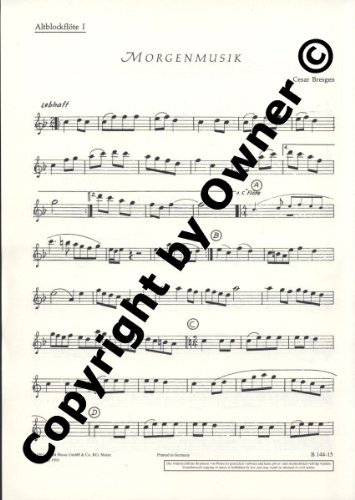 Morgenmusik: Blockflöten-Chor und kleines Schlagzeug (Orff-Instrumentarium). Alt-Blockflöte I. (Bausteine - Werkreihe (Praxishilfe))