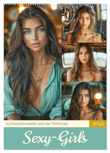 Sexy Girls. Aufreizend im Atelier und in der Werkstatt (Wandkalender 2025 DIN A2 hoch), CALVENDO Monatskalender: Erotische Schönheiten für ein knisterndes Jahr (CALVENDO Erotik)