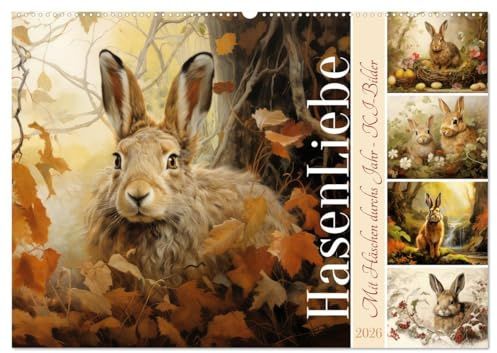 Hasenliebe (Wandkalender 2026 DIN A2 quer), CALVENDO Monatskalender: Mit Häschen durchs Jahr (CALVENDO Tiere)