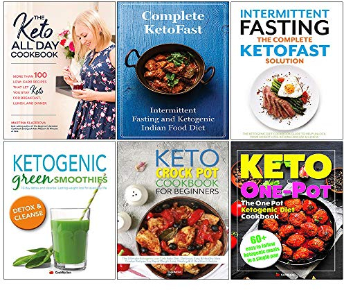 Keto All Day Cookbook, Complete Ketofast, Intermittent Fasting The Ketofast Solution, Ketogenic Green Smoothies, Crock Pot, One Pot Diet 6 Books Collection Set