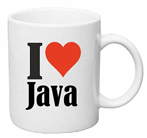 Reifen-Markt Kaffeetasse I Love Java Keramik Höhe 9,5cm ? 8cm in Weiß