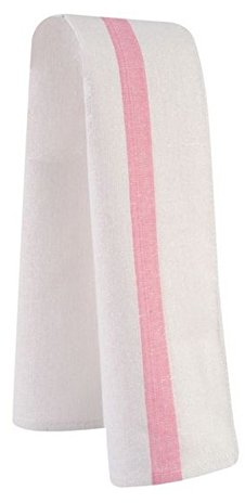 MAUVERTEX 1 Torchon Taoste de Robur 50x77 cm Coton Blanc Bande Rose