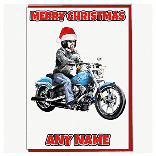AK Giftshop Personalisierte Harley Motorrad Biker Themen Weihnachtskarte