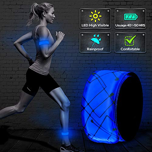 ELANOX LED Slap Band Armband Reflektorband Lichtband Joggen Radfahren Kinderwagen Mottorrad (blau)