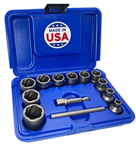Ensemble de 13 douilles turbo d'extraction d'écrous et boulons, même rayés, arrondis, gelés Fabriqué aux États-Unis