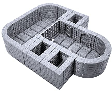 EnderToys Locking Dungeon Tiles – Gefängnis und Haltezellen, lackierbar, 3D-gedrucktes Tisch-Rollenspiel, Geländelandschaft für 28 mm Miniaturen