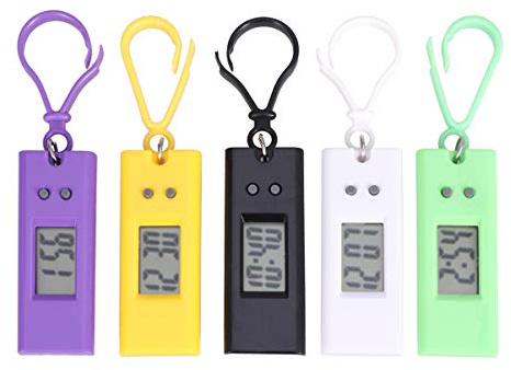 Elektronische Schlüsselanhänger Hängeuhr 5 Stück-pack aus Kunststoff | Kleiner Digitaluhr, Ablesbares Display, für Schüler und Kinder, mit Befestigung Am Gürtelschlaufe Zufällige Farbe