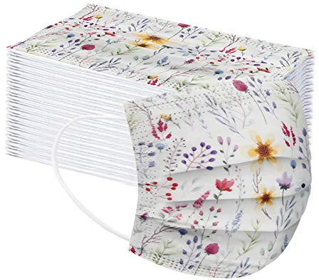 FIRSS 50 Stück Einmal-Schals, Erwachsene Staubs-chutz, Atmungsaktive Mundbedeckung, Weich Gesicht-Schutzhülle, Schön Motiv Face-Mouth-Cover (O,50pc)
