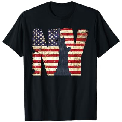 Vintage New York City with USA Flag Tee Shirt, New York City T-Shirt
