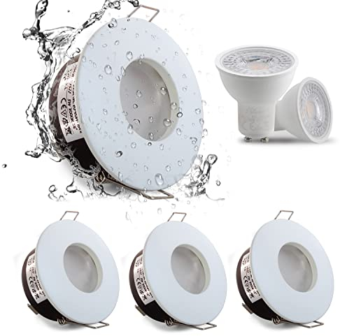 4xSweier LED de empotrables Blanco Cálido 3000K IP65 impermeables para techo, apto para el baño y para los refugiadores de la cocina Tamaño de la apertura 68 mm