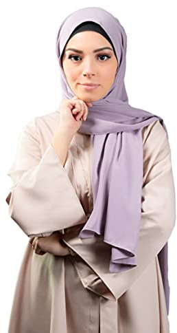 Lamis Hijab - Hijab Chiffon, blickdicht, Maxi-Format, 200 x 70 cm, für muslimische Frauen, Voile, Fliederfarben, One size
