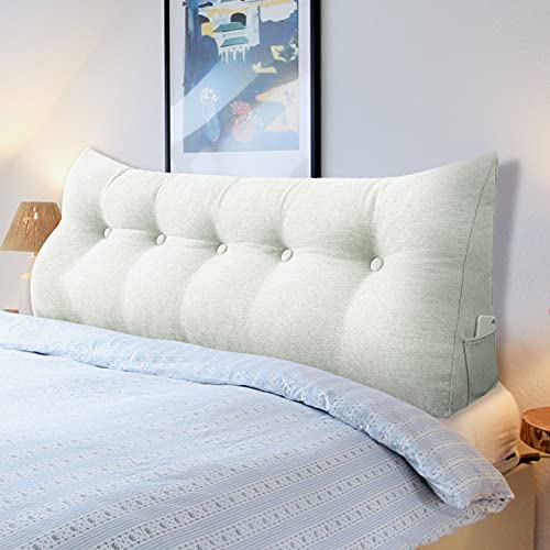 VERCART Multifunktional Bett Kopfteil Gepolstert, Dekorativ Kopfteil für Bett, Ergonomie Rückenlehne Wandkissen, Tragbar Kopfstütze Wandschutz Bett, mit Abnehmbarem Bezug Leinen 160cm