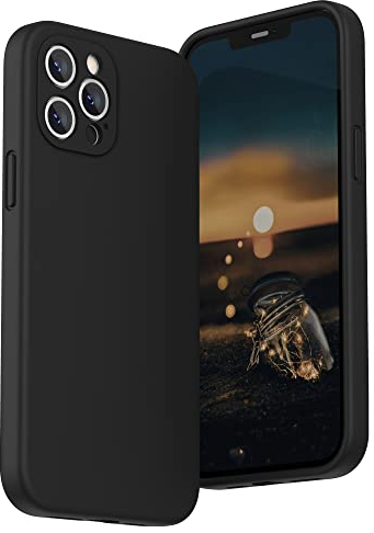 SURPHY Silikon Hülle für iPhone 12 Pro Max 6,7 Zoll, Individueller Schutz für Jedes Objektiv, Kameraschutz, Schwarz