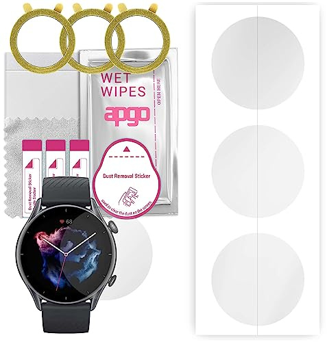 apgo [3 Stück] Hydrogel Schutzfolie Klar für Amazfit GTR 3 Smartwatch, flexible Displayschutzfolie mit Positionierhilfe, kratzfest