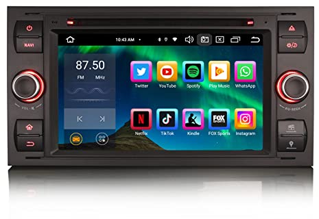 Erisin 7 Android 12 Radio Coche Bluetooth GPS para Ford Focus Kuga Transit Galaxy Cmax Smax Mondeo CD Player Apoyo CarPlay Android Auto DSP WiFi Dab+ FM 4G TDT OBD2 RDS USB 8-Core 4GB RAM 64GB ROM