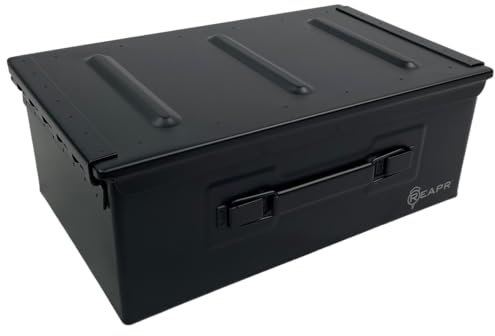 Black Sierra robuste Stahl-Munitionsbox, abschließbare und wasserabweisende Box für jedes Kaliber, luftdichte Militäraufbewahrung, 30/50 Kal, langlebige Allzweckbox für Pistole, Schrotflinte, Gewehr,