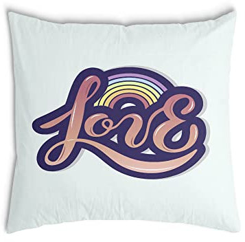TherapieWelt Kuschelkissen Deko-Kissen Zierkissen Kissenbezug aus Baumwolle mit Füllung Pärchen Geschenke Lieblingsmensch 40x40cm Regenbogen Schriftzug weiß rosa