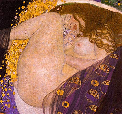Feeling at home LEINWANDDRUCK im SCHATTENFUGENRAHMEN Danae Klimt Gustav - Figurativ horizontal Kunstbilder im Holzrahmen cm_94_X_103