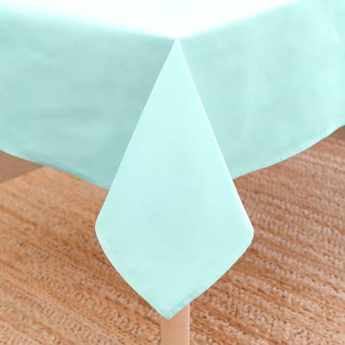 Encasa XO Dining Table Cover | 140x180 cm Cotton Canvas Egg Blue Table Cloth | Machine Washable, Rectangular Tablecloth | Indoor & Outdoor Dining | Durable, Easy-Care | Suitable for Any Occasion