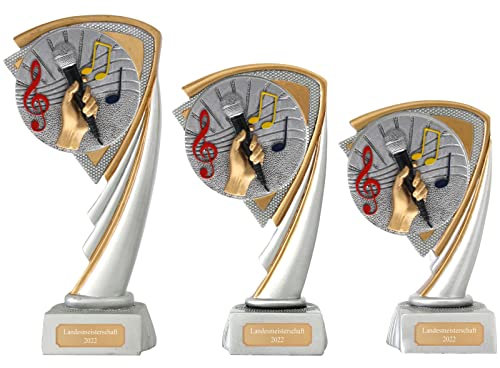 Druckspezialist Singen Musik Pokal Pokalset CROZON Trophäe mit Gravur (M - 17 cm)