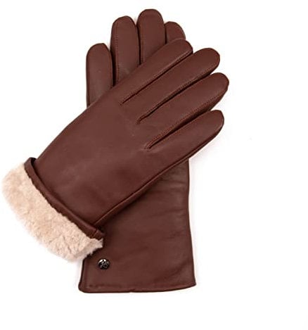 Hand Gewand by Weikert Lammfellhandschuhe für Damen mit robustem Nappaleder aussen und warmer Lammfell Fütterung innen, gefüttert, wasserabweisend, klassisch, business
